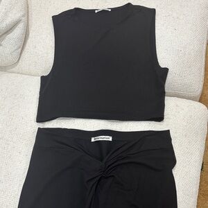 Reformation Black Crop Top and Skirt Set